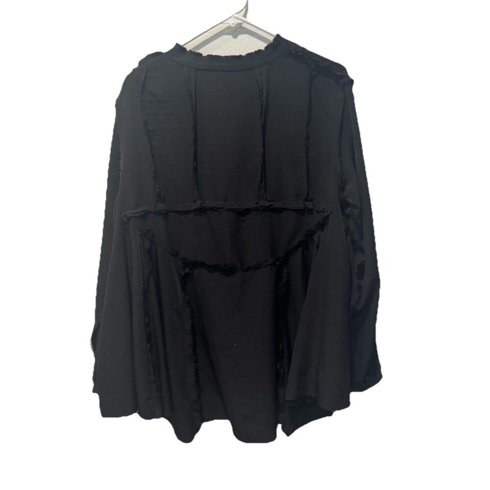 Dress to Kill avant-garde Exposed Seams Long Sleeve Blouse Black Lagenlook OS - Picture 7 of 8